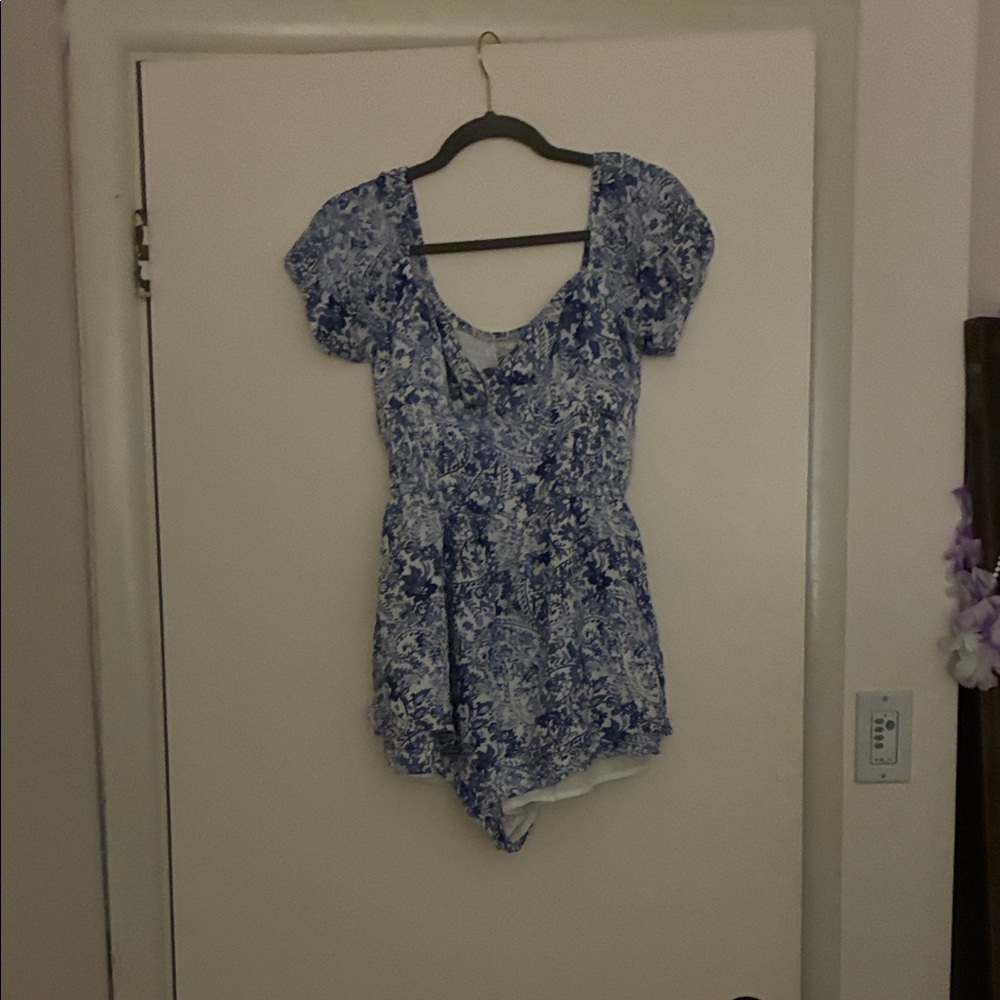 Hollister Blue and White Romper